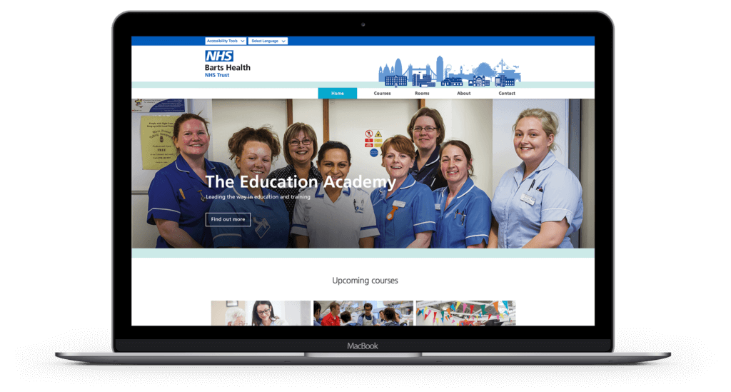 Barts Healthcare Academy website on MacBook