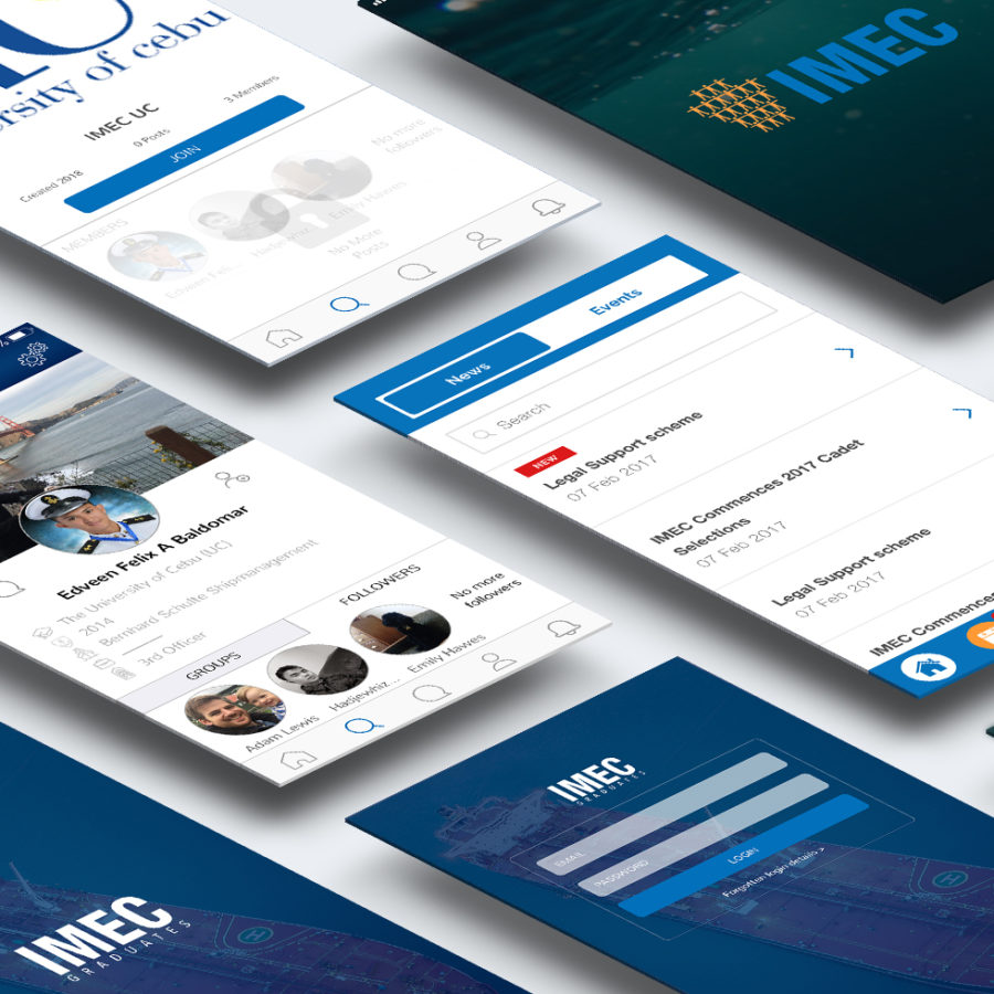 IMEC mobile website screens